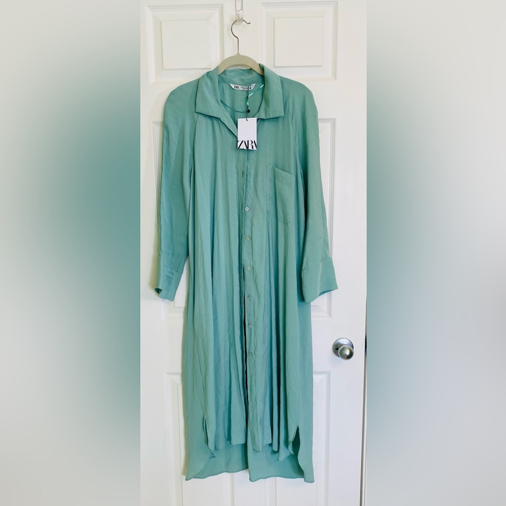 Elegant Green Shirt Dress - Picture 9 of 11